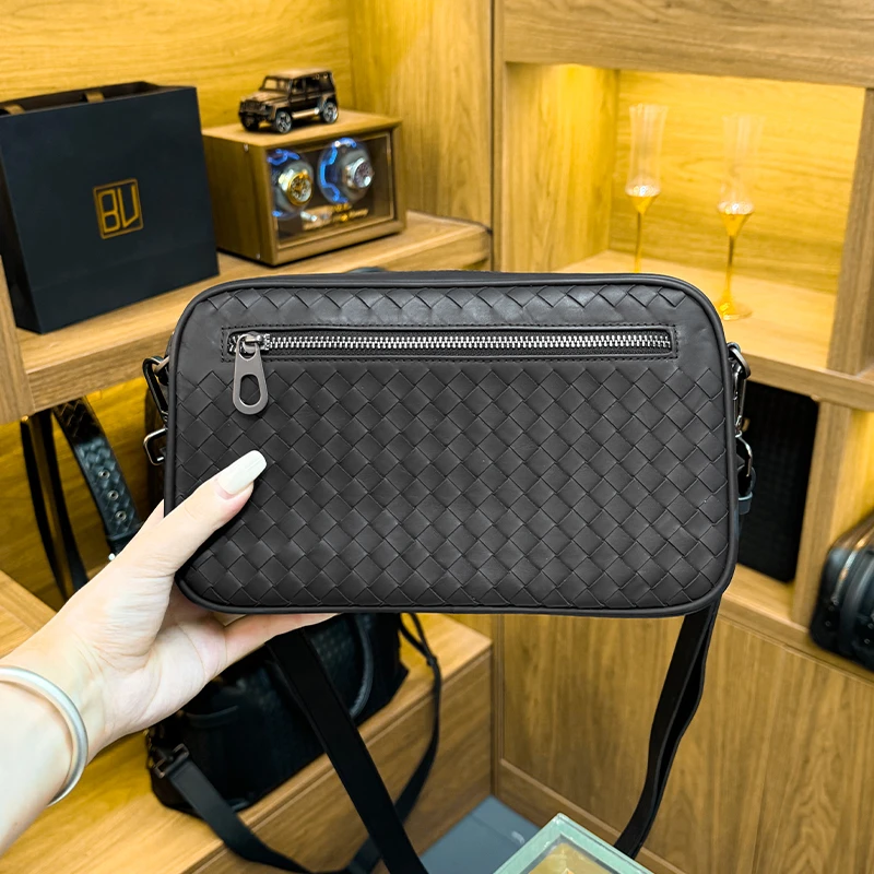 BV头层胎牛皮纯手工编织斜挎包单肩包手拿包时尚经典百搭高级感