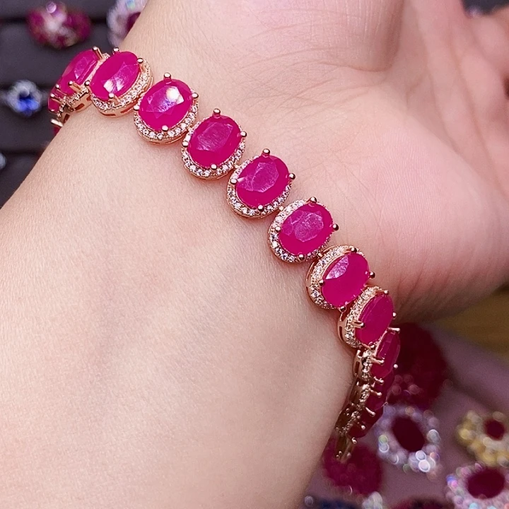 *****红宝石银S925镶嵌手链