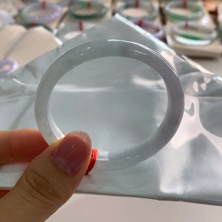 翡翠未镶嵌手镯冰紫贵妃52.8