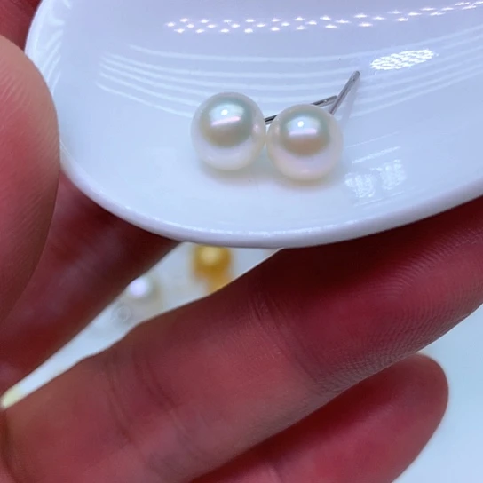 银S925镶嵌淡水珍珠耳饰