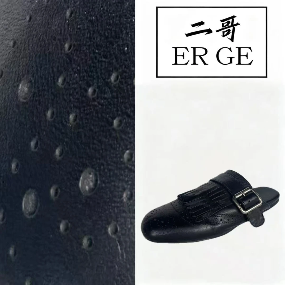 水洗马皮雕花包头拖鞋女英伦风平底复古流苏穆勒拖/2506-2