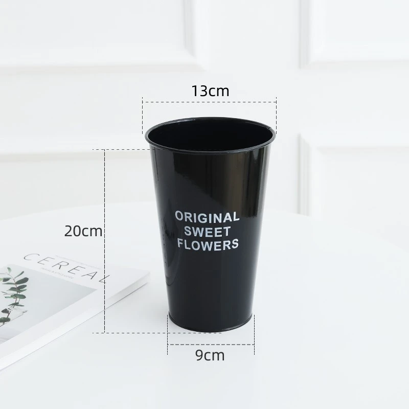 纯色铁艺高花盆花桶ins复古风（自打孔）