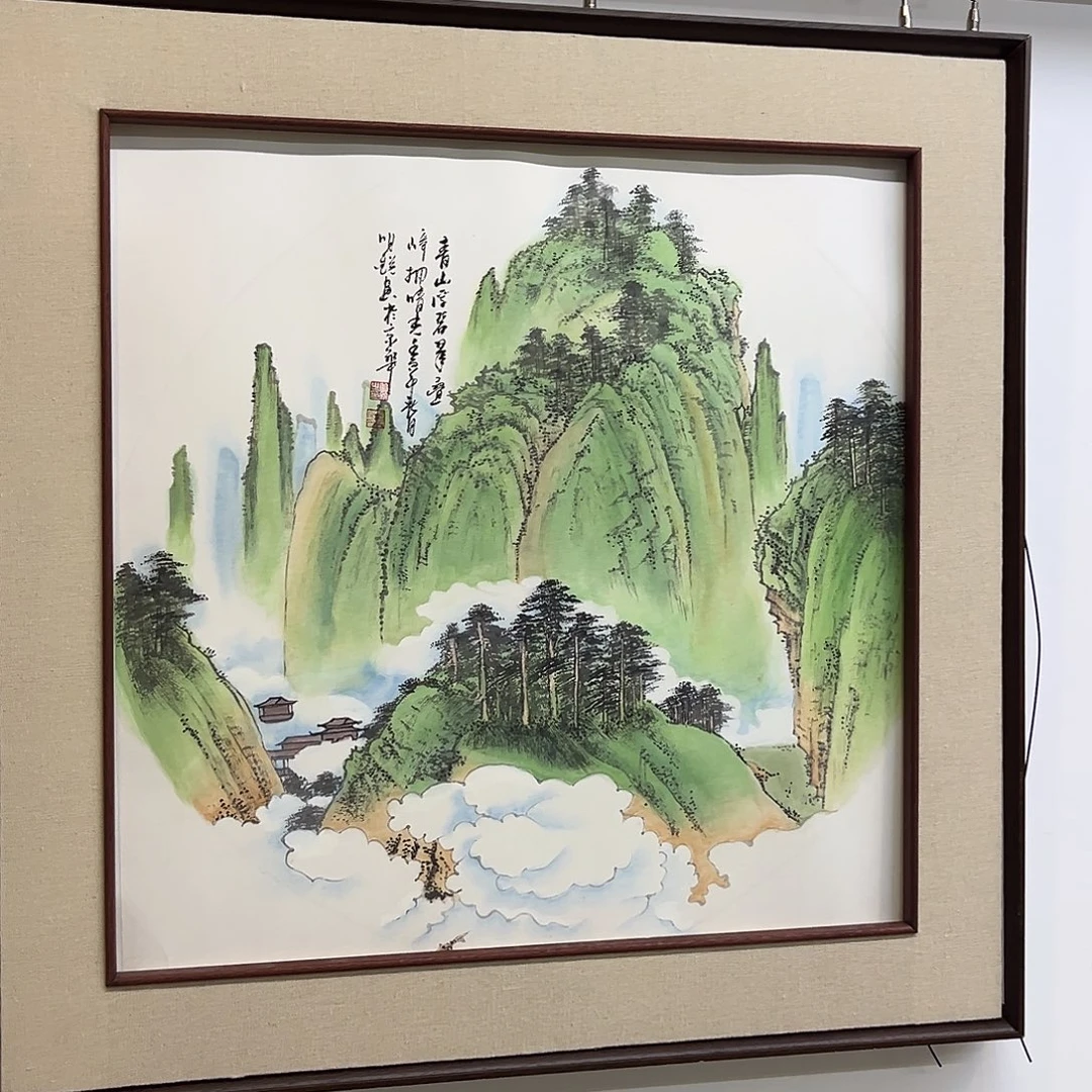国画手绘国画，山水斗方
