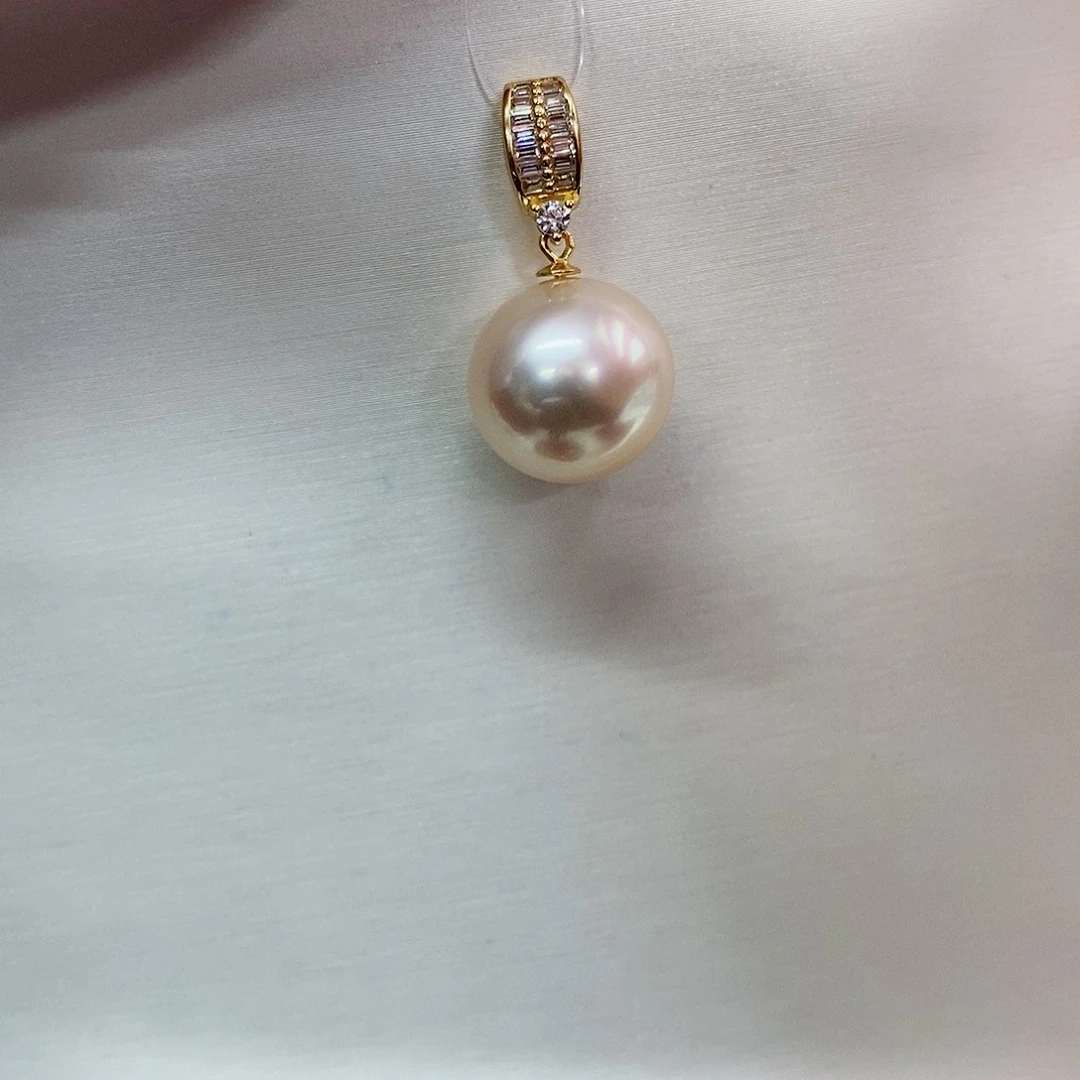 吊坠(不含链)银S925镶嵌海水珍珠14-15