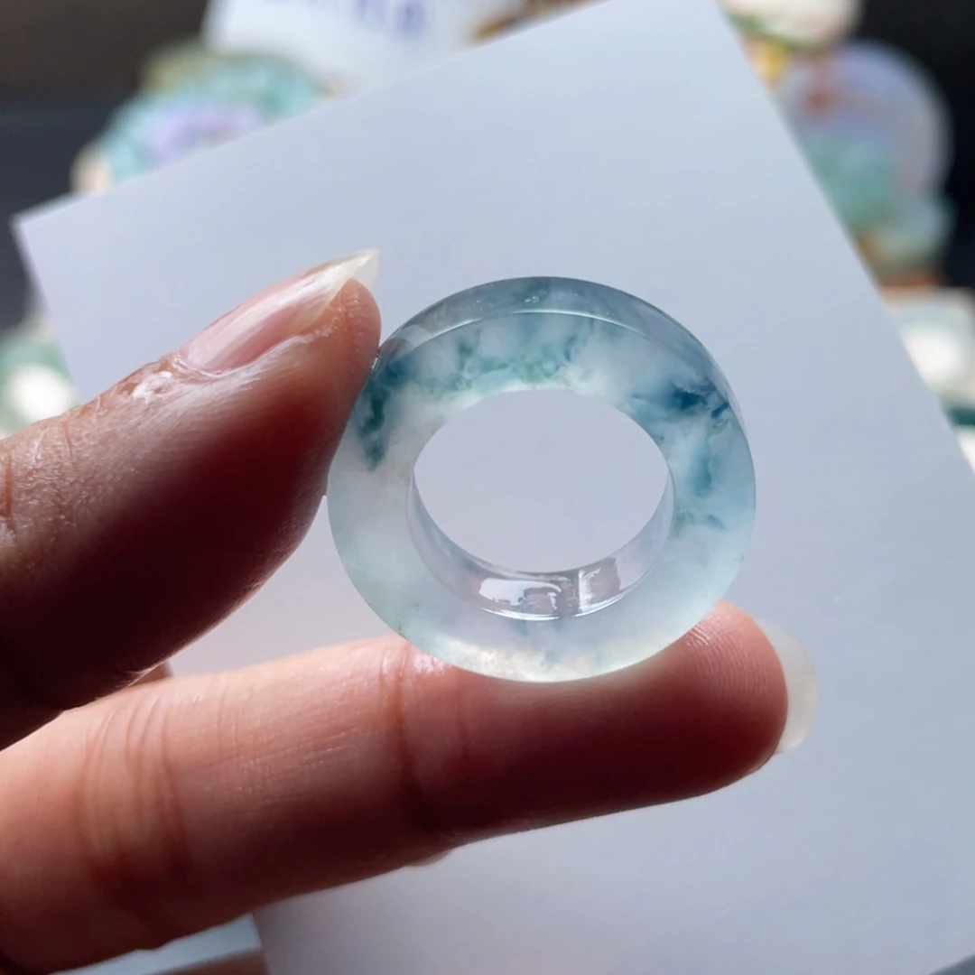 定制翡翠未镶嵌高冰飘牛仔蓝花