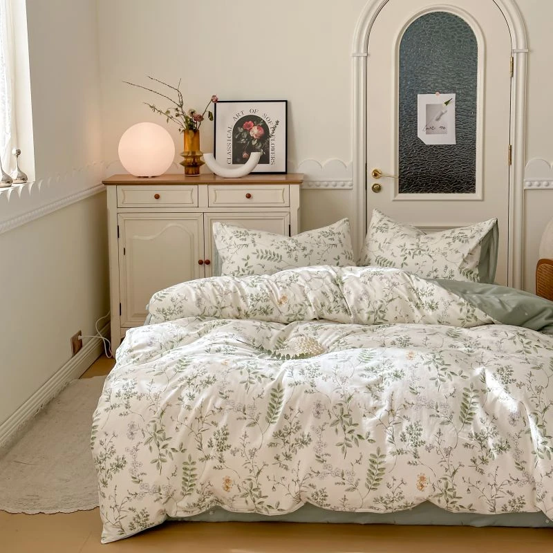 床品套件时尚磨毛宿舍床品套单被床品单人双人小清新花卉全棉印花