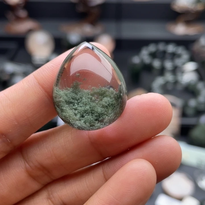 颈饰未镶嵌水晶绿幽灵聚宝盆水滴定制