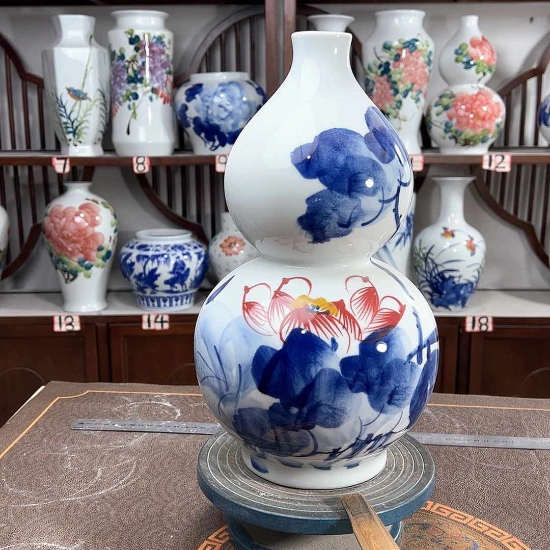 摆件景德镇陶瓷葫荷花