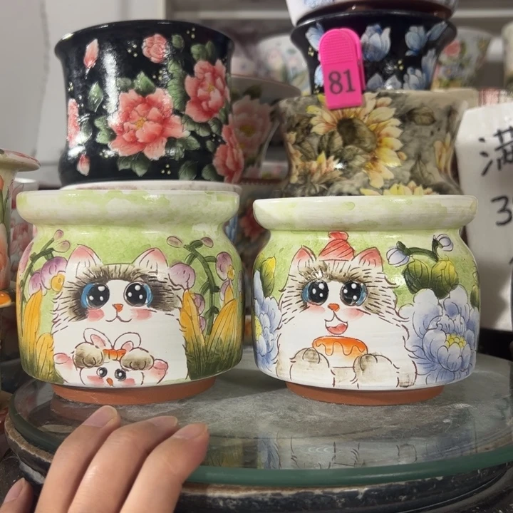 景德镇手绘花盆满38包邮偏远地区除外