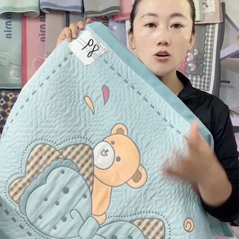 棉纱布特价绿色大熊