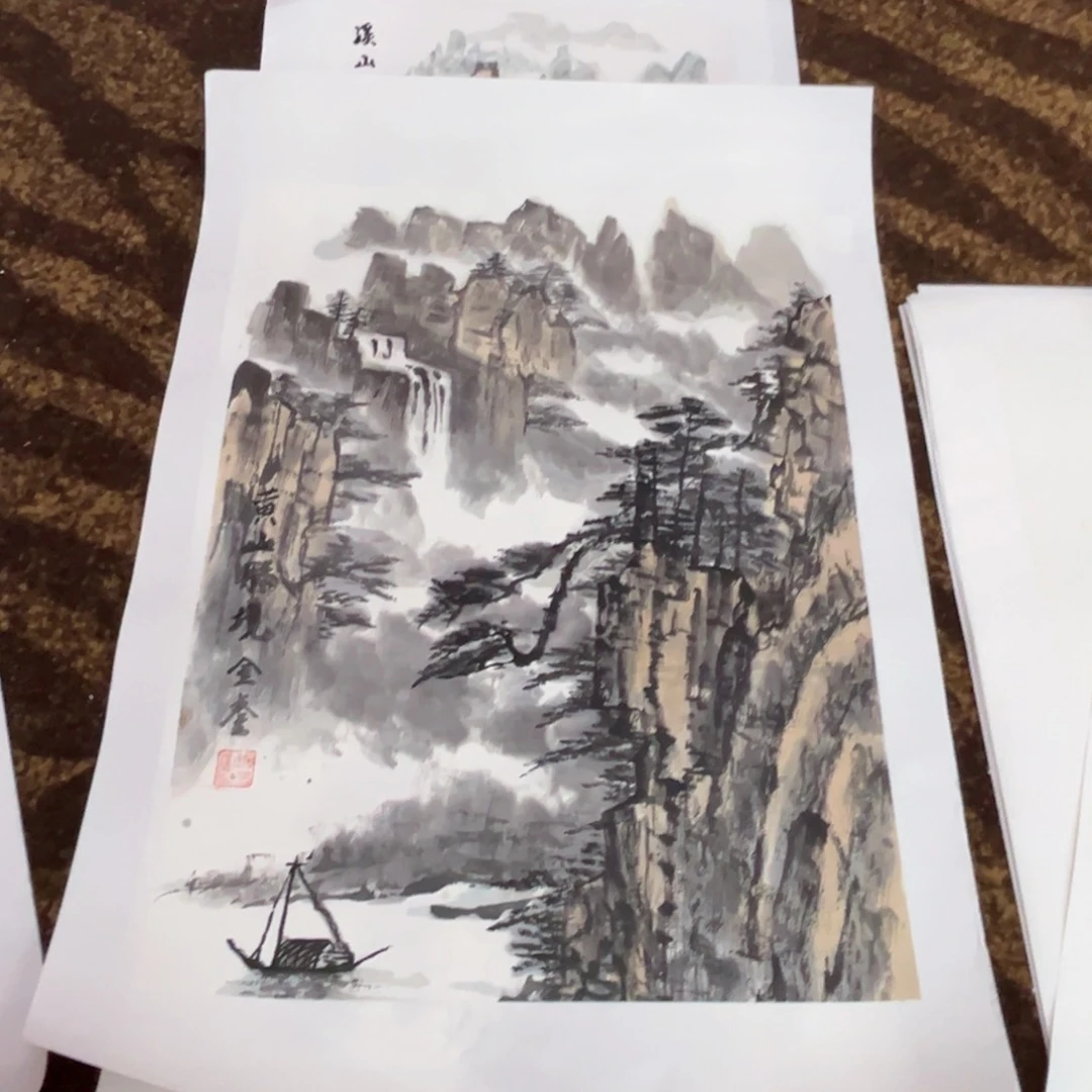 国画刘金銮老师四尺三开有托底