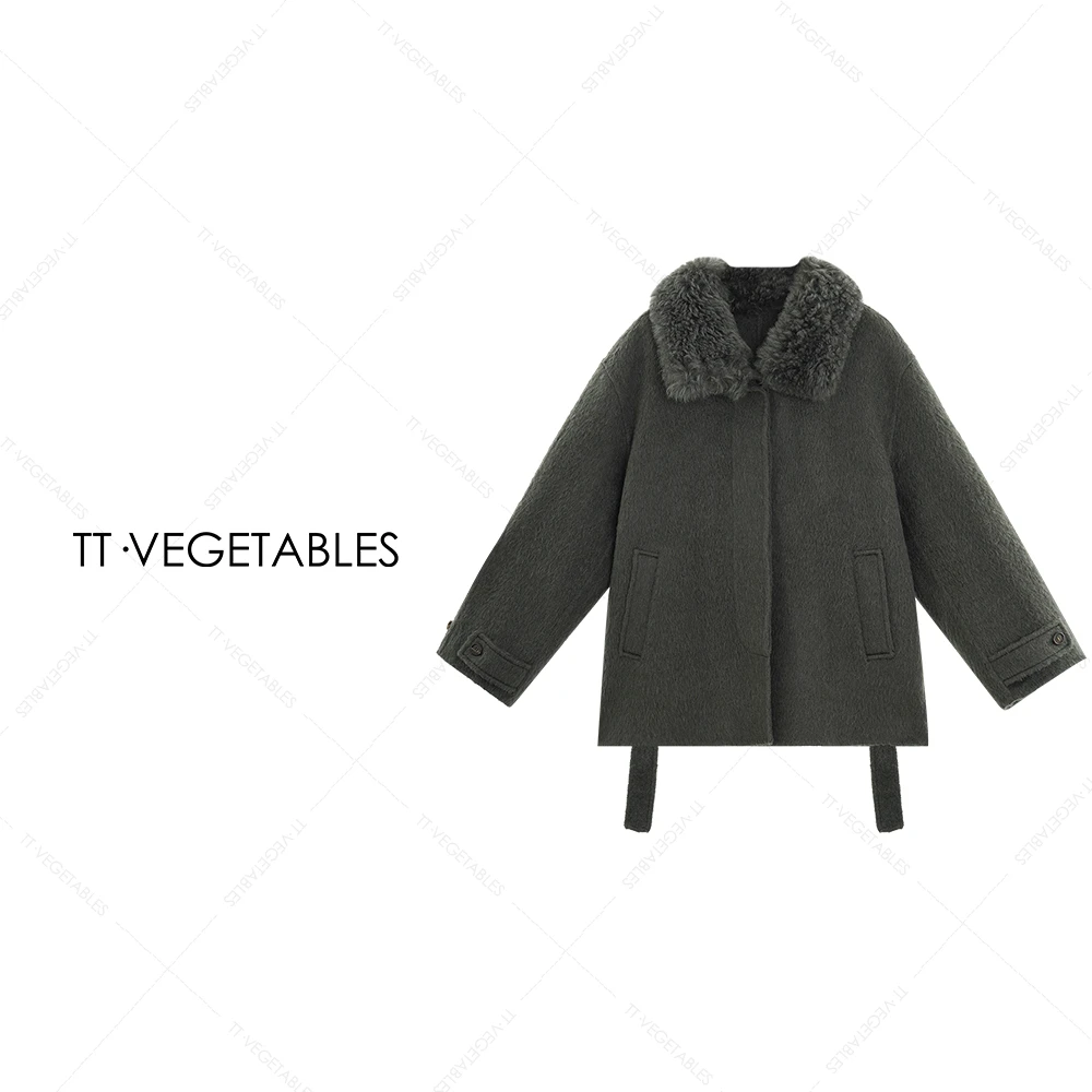 噢芬/小个子 【山枕】苏力贝贝翻领腰带外套厚款毛呢大衣522251