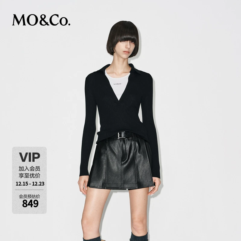 MOCO针织衫2025冬新品两件套美丽诺绵羊毛背心POLO领MBE4SWTT11