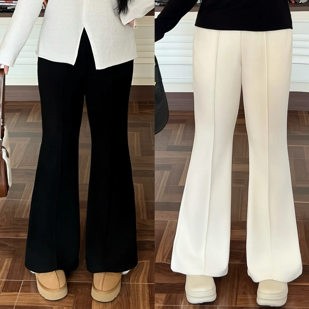 花契“雾锁冰岛”大码女装冬季显瘦200斤胖mm加绒加厚休闲裤4369-F