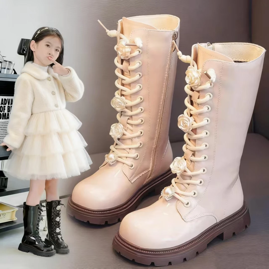 【只发新疆】003潮牌女童二棉马丁靴高靴防滑儿童鞋子