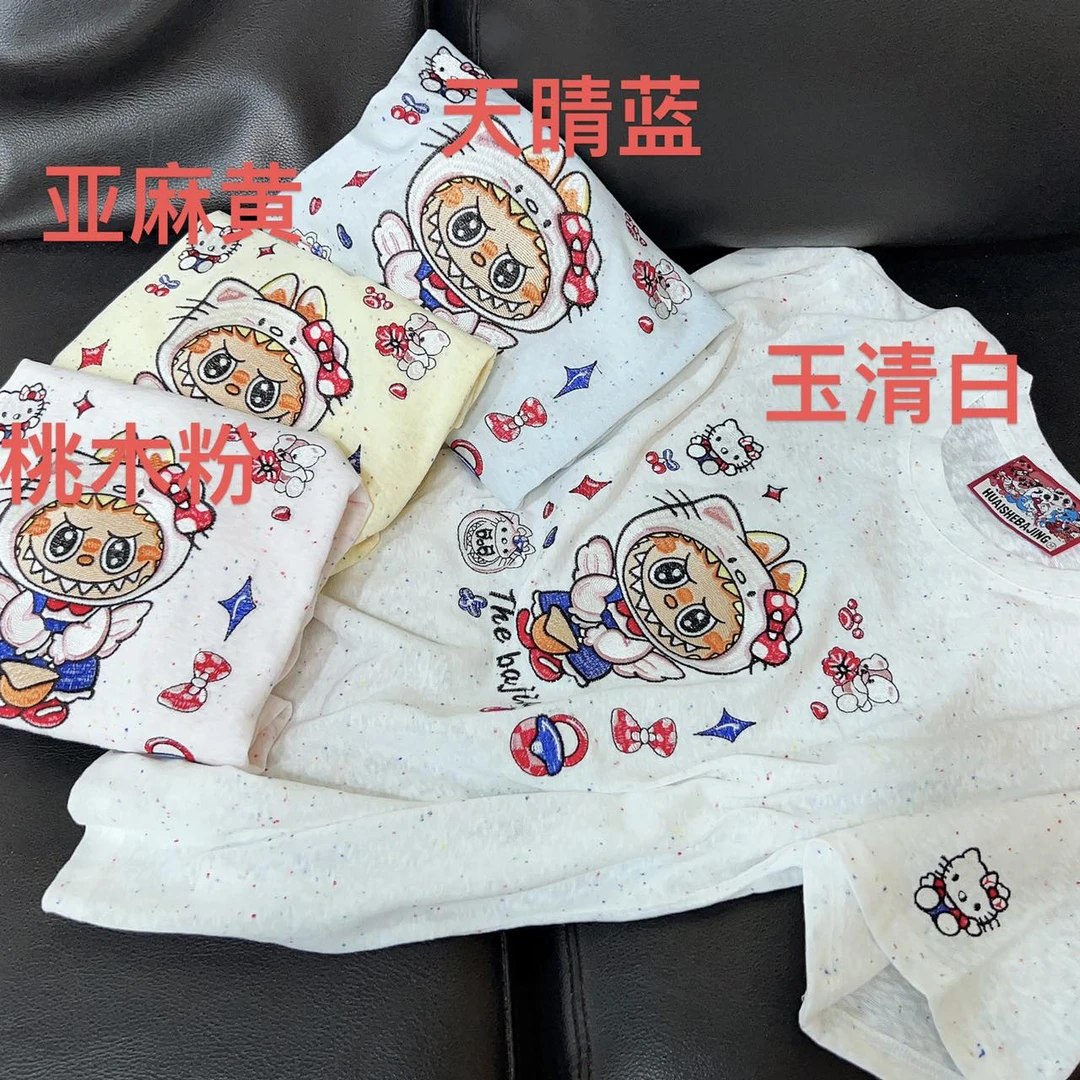 079【夏季新款】刺绣卡通天使布布宽松休闲百搭圆领短袖