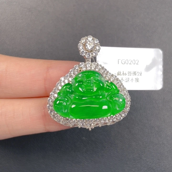 吊坠(不含链)银S925镶嵌翡翠