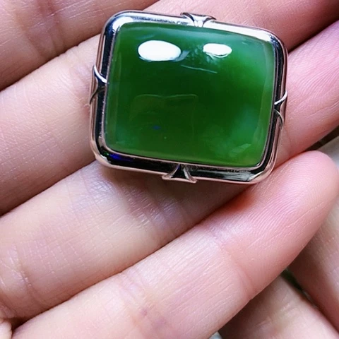 和田玉银S925镶嵌挂件