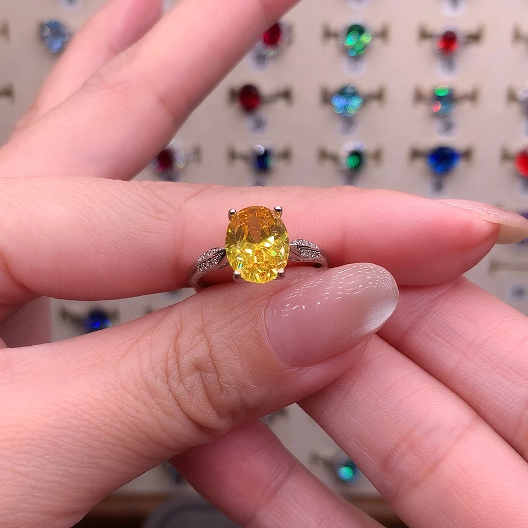 银S925镶嵌碧玺戒指