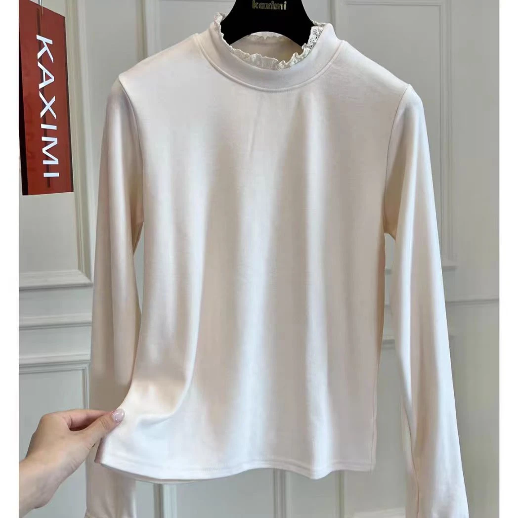 双面德绒~女士花边打底保暖衣