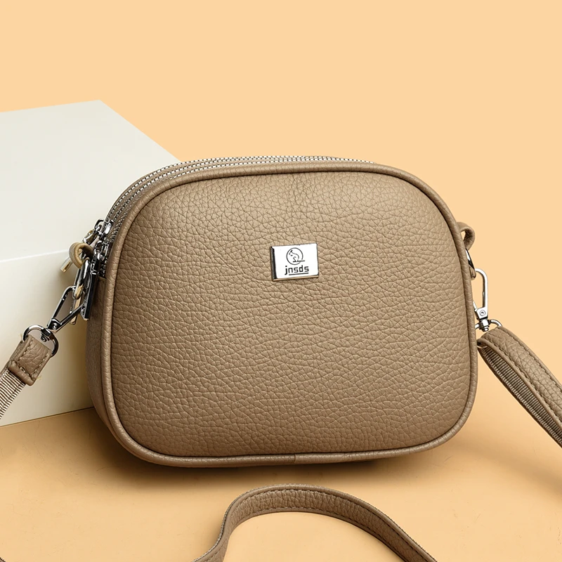 吉尼斯袋鼠时尚真皮单肩斜挎小方包女百搭2025新款牛皮手机零钱包