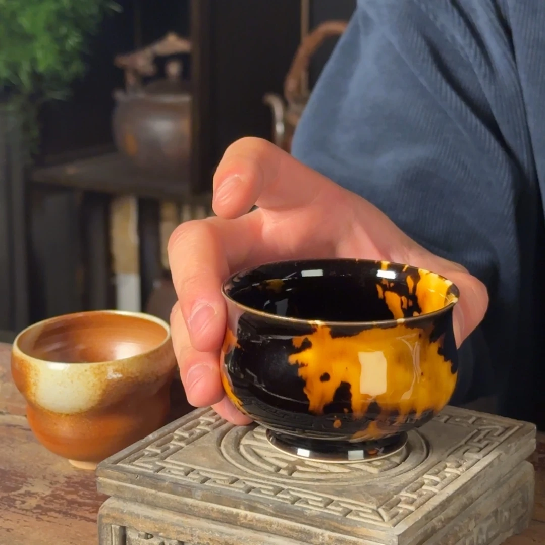 平阳窑手作玳瑁釉禅定杯