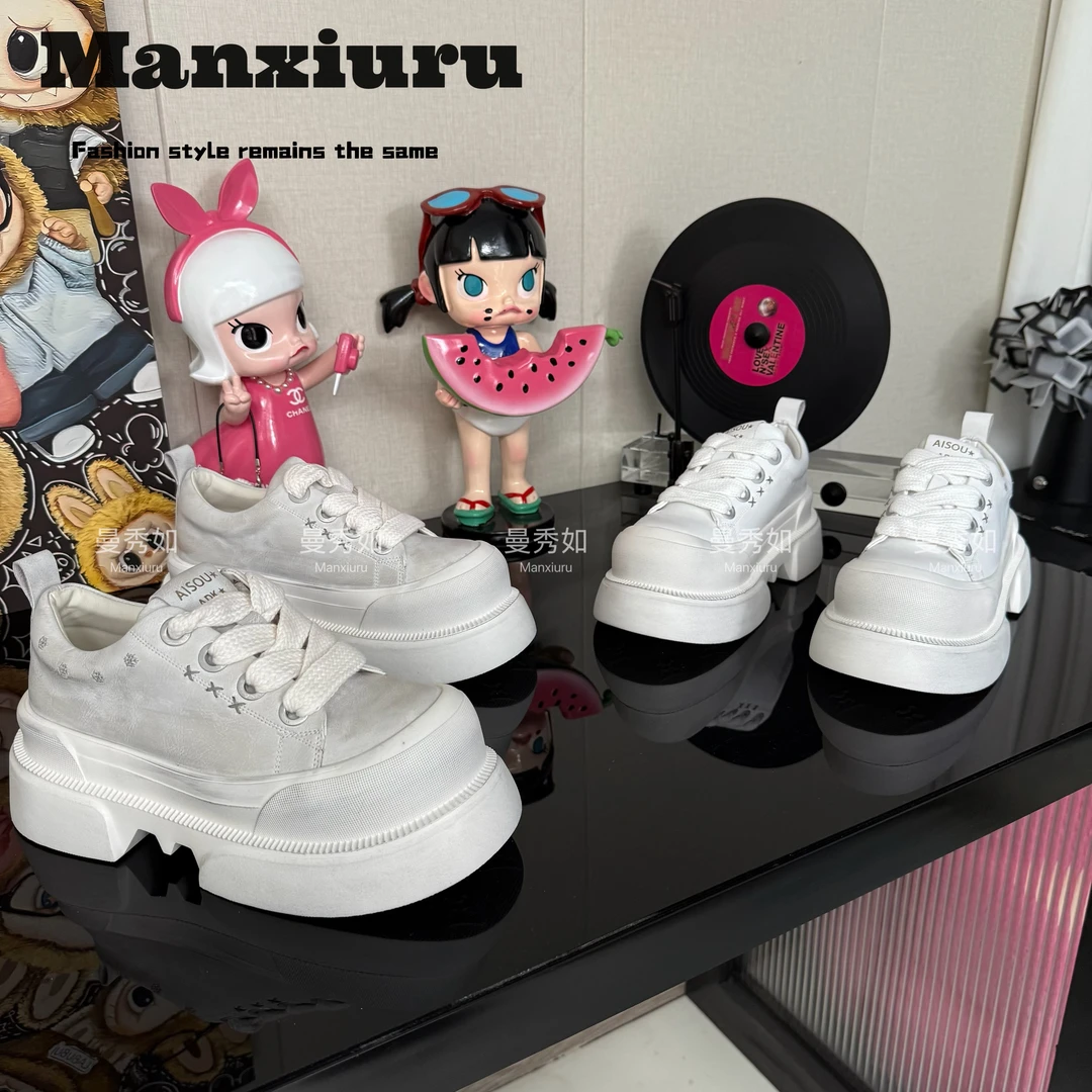 【曼曼】ManXR-“时光定格”欧货高奢厚底时尚休闲皮鞋百搭圆头休闲鞋