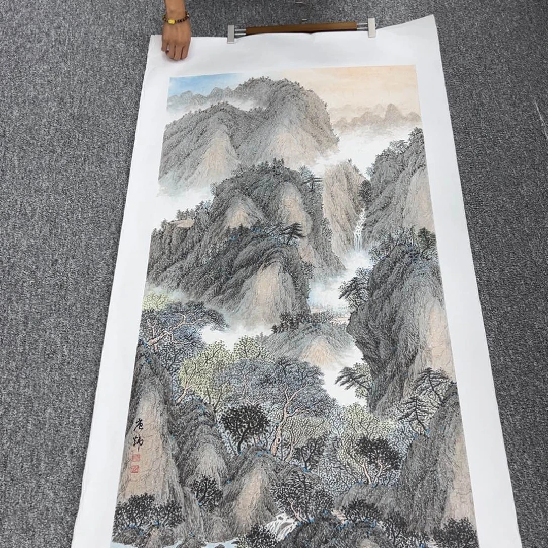 国画卖字画的小男孩