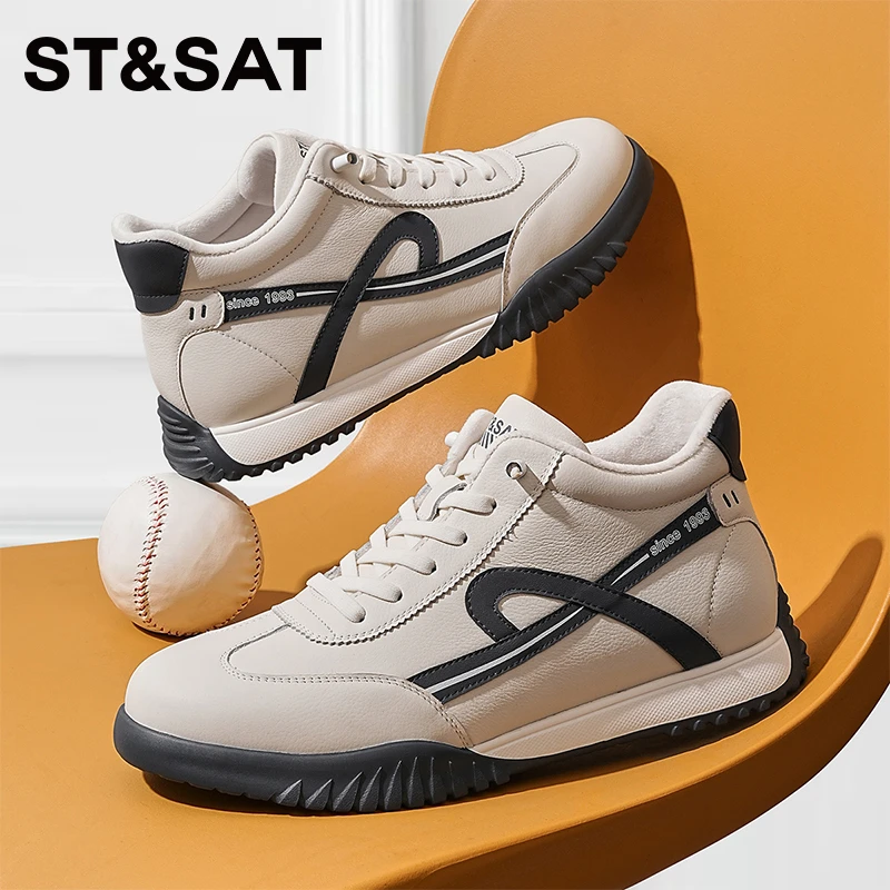 星期六德训鞋2025年冬季新款时尚百搭厚底加绒休闲运动鞋潮流板鞋