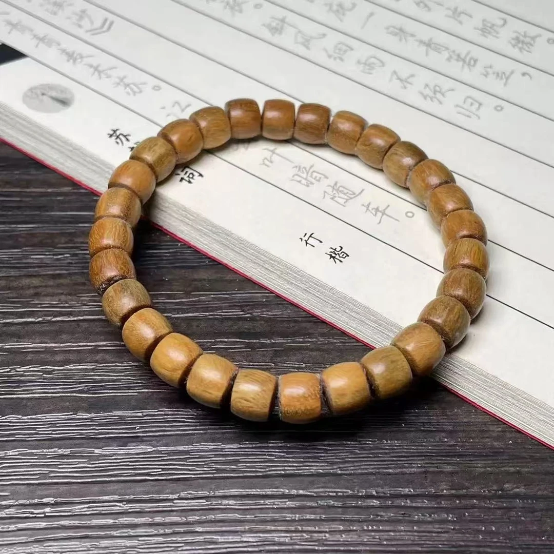 A34绿檀木直切7*8手串佛珠并蒂莲蓬花男女士情侣款手链念珠盘玩