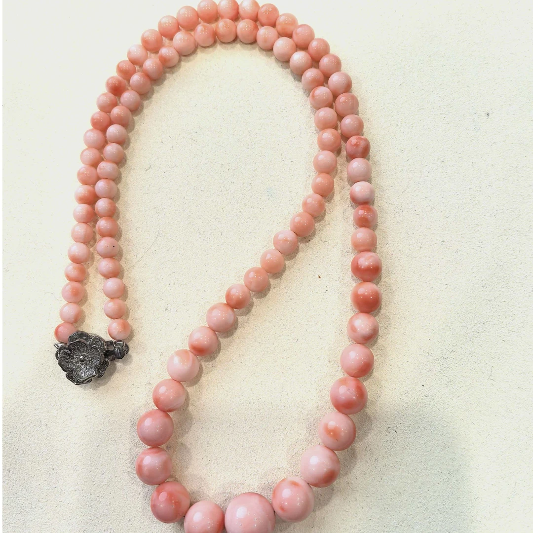 纯天然粉珊瑚莫莫塔链项链