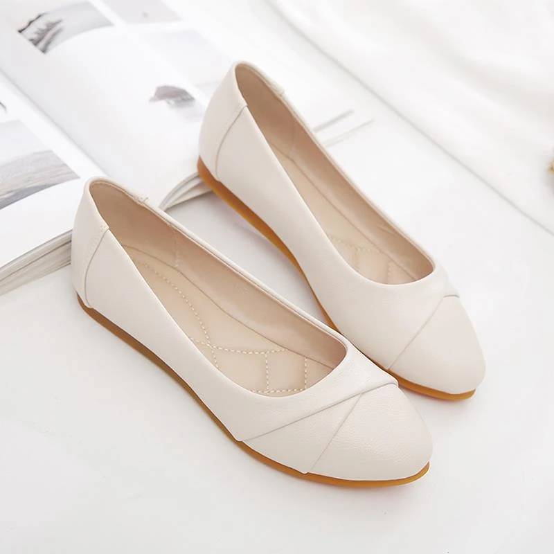 单鞋女2025春秋女鞋豆豆鞋浅口瓢鞋一脚蹬妈妈鞋子软皮软底平底鞋