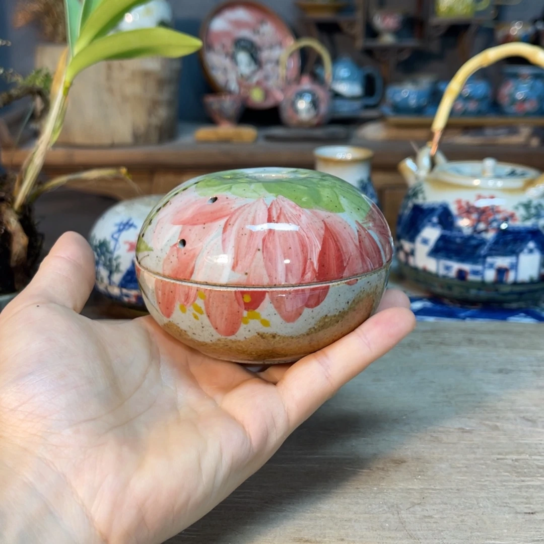 壶素浅陶瓷手工手绘