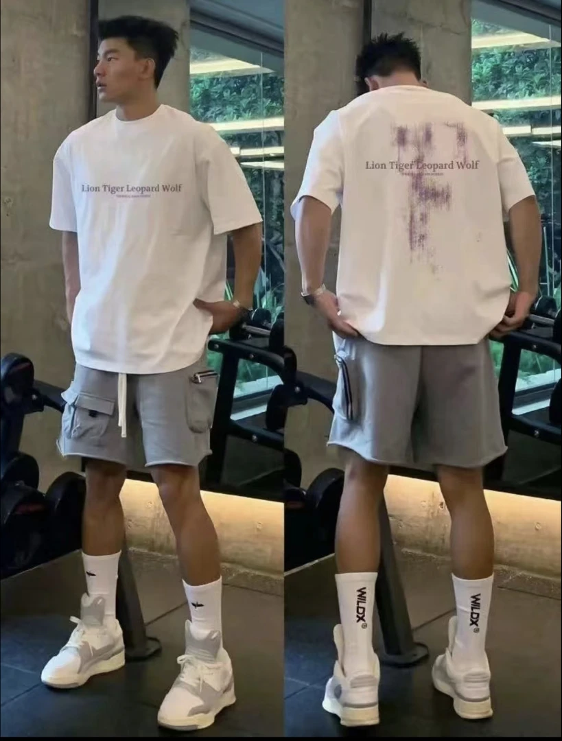 【丝网印紫色字母】高街时尚款短袖t恤宽松百搭半袖男女同款上衣