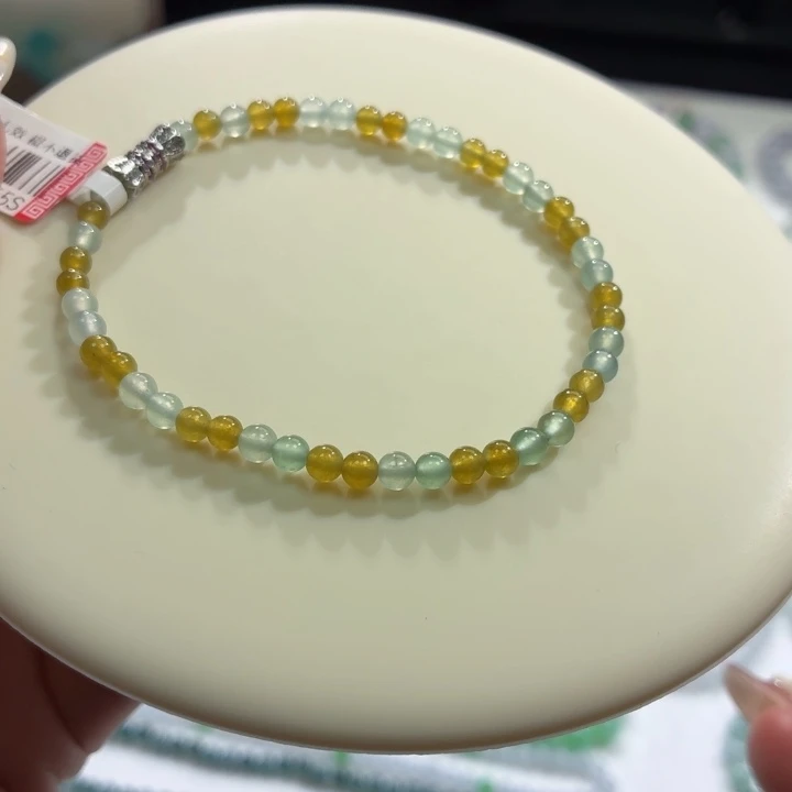 翡翠未镶嵌手链冰蓝黄翡卡3.9