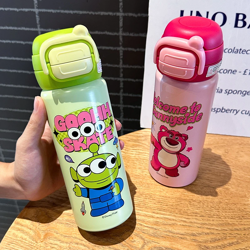奇古堂迪士尼正版双饮弹跳保温杯高颜值ins可爱卡通吸管便携水杯