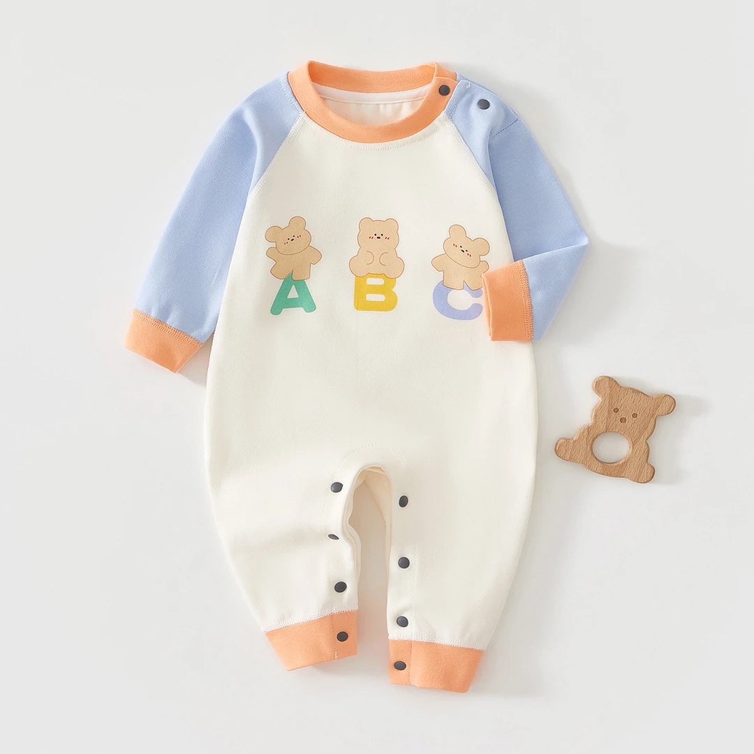 婴儿连体衣春秋款男女宝宝哈衣爬服新生儿A类衣服长袖睡衣3-6个月