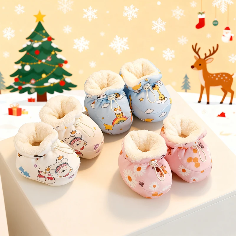 宝宝秋冬步前鞋婴儿加绒防掉步前鞋爬行鞋不掉软底袜鞋0-1岁棉鞋