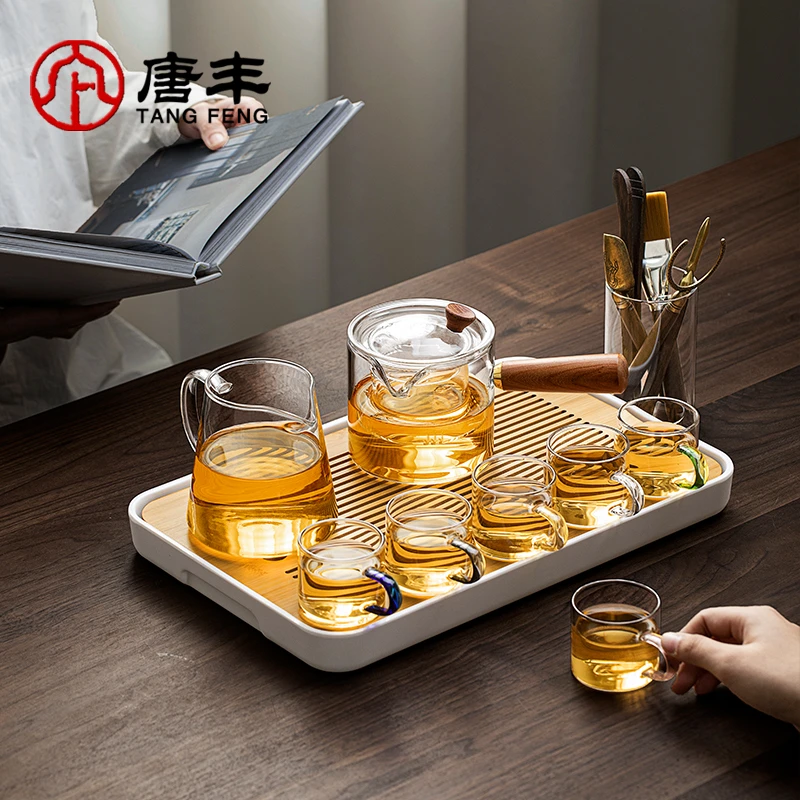 唐丰玻璃茶具套装家用小型茶壶茶杯茶台一整套功夫泡茶具用品大全