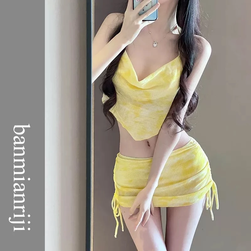 泳衣2025新款性感裙式比基尼分体三件套罩衫显瘦度假沙滩泡温泉