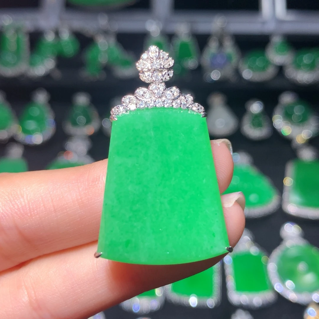 吊坠(不含链)18K金镶嵌翡翠翡翠