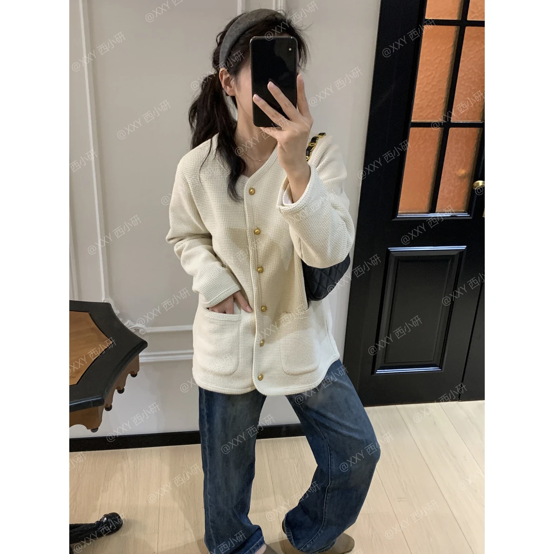 【华夫格】100%棉面布 小香风 百搭时尚外套小众慵懒风短外套春秋