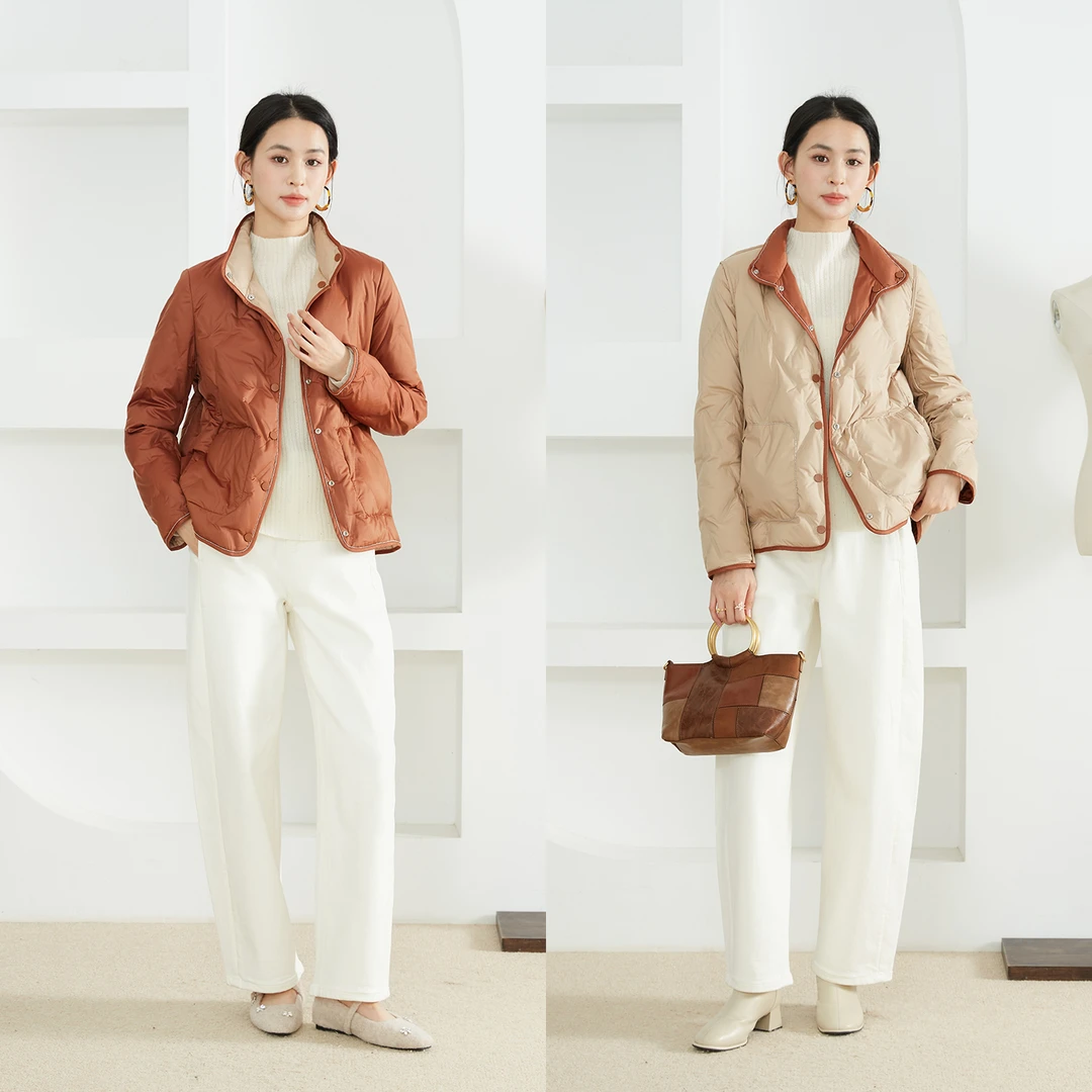 SILVIYE波兰95进口白鹅绒双面穿休闲宽松鹅绒羽绒服外套冬YR52009