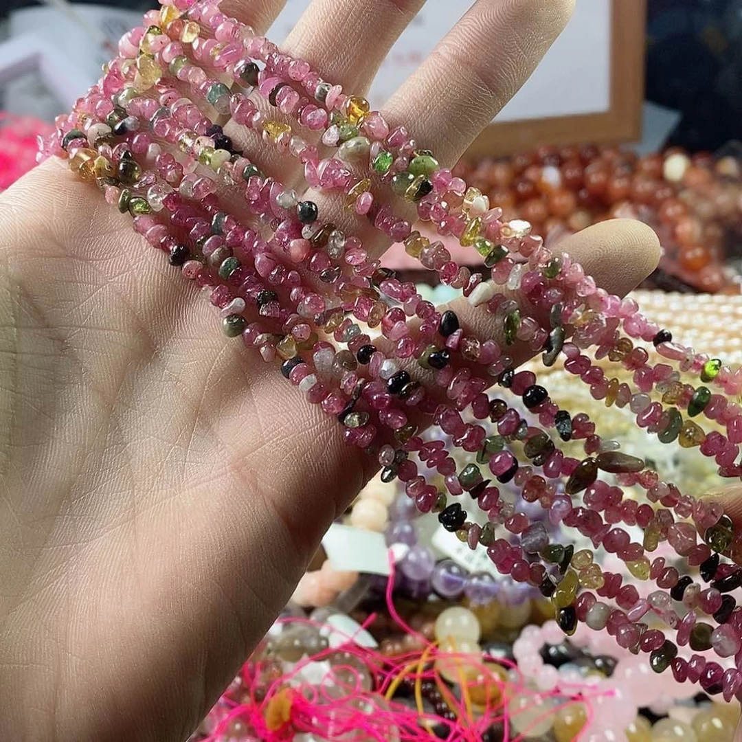 玛瑙/玉髓珠宝半成品未镶嵌一条天然碧玺小碎石B154