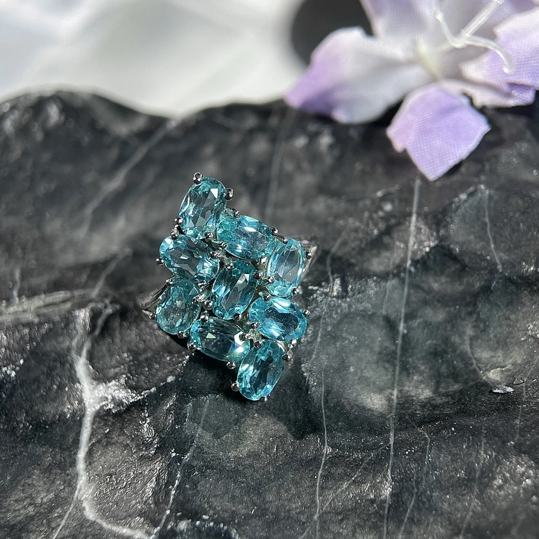 帕拉伊巴色磷灰石群镶戒指s925 KT25112116