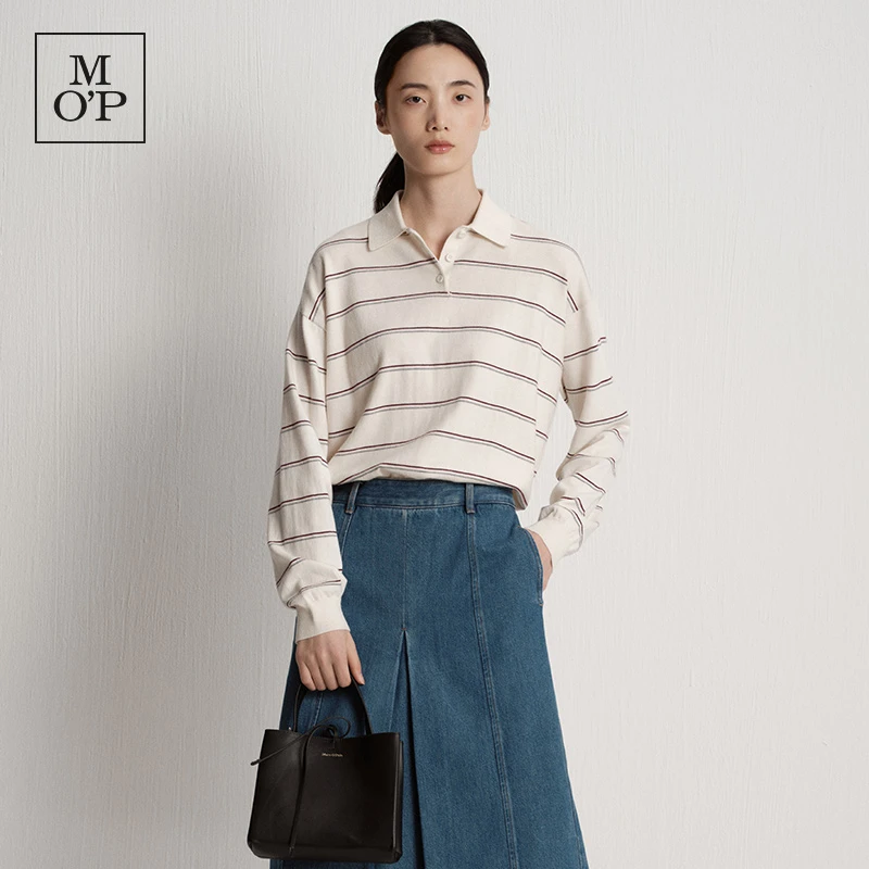 【星线好物严选】25秋季新款宽松条纹翻领毛织套头衫长袖复古休闲