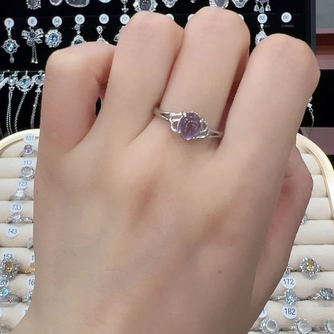 紫晶戒指银S925镶嵌下****u活口