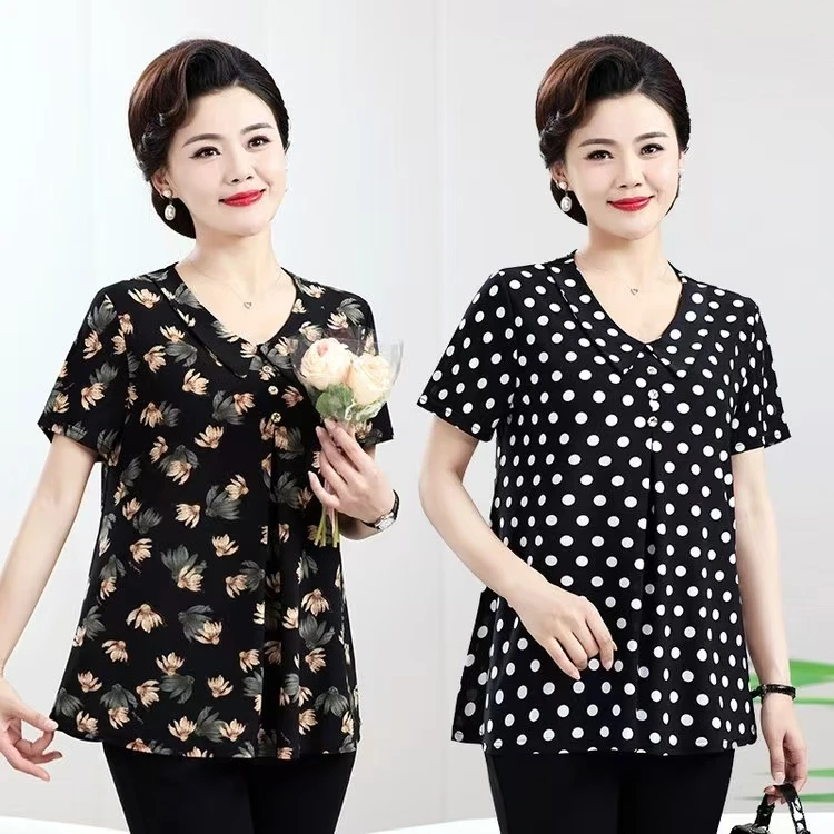 100-240斤夏季时尚新款加大加肥大码妈妈装女士气质上衣短袖洋气