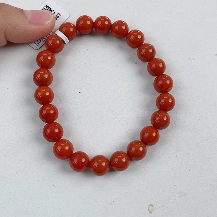 南红玛瑙未镶嵌瓦西柿子红圆珠单圈8mm