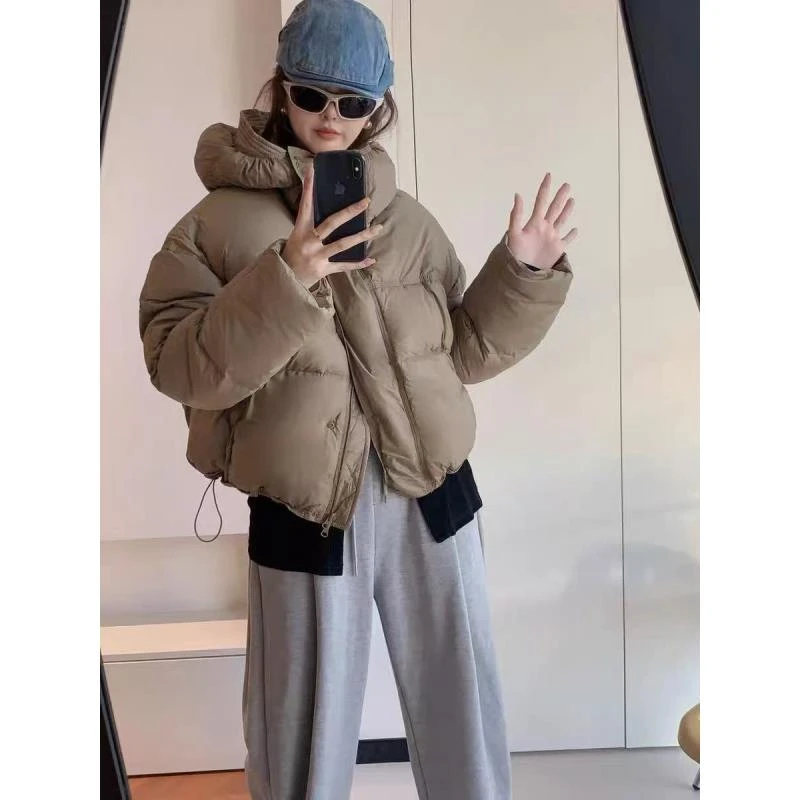 2024年新款白鸭绒羽绒服女款短款时尚休闲连帽保暖秋冬冬季D8-3